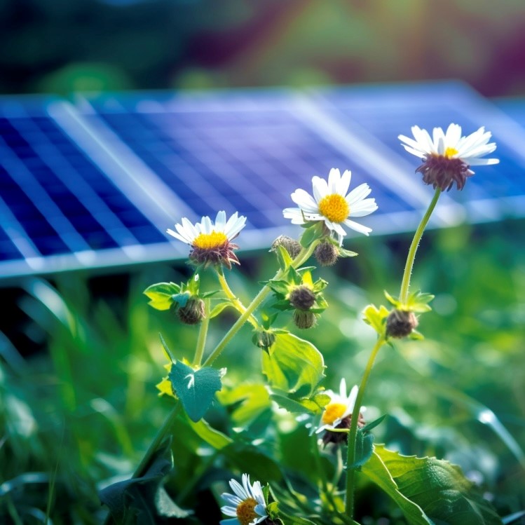 Solceller og blomster